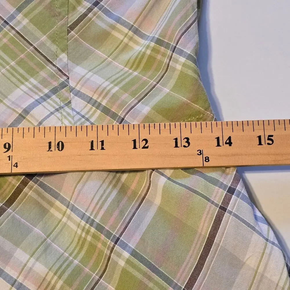 Vintage Tommy Jeans Babydoll Dress Womens Size Medium Green Plaid Preppy Y2K - Picture 11 of 14